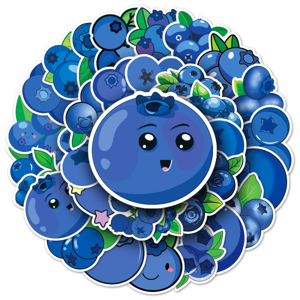 Blueberry, Cartoon Fruit Sticker, Stickers for Kids，50 Pack Mixed Vinyl Stickers for Laptop, Phone,