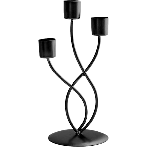 (Sort) Europæisk Lysestage, Moderne Lysestage, 3-arms Lysestage, Metal Lysestage, Jern Lysestage, Bord Lysestager, Restaurant