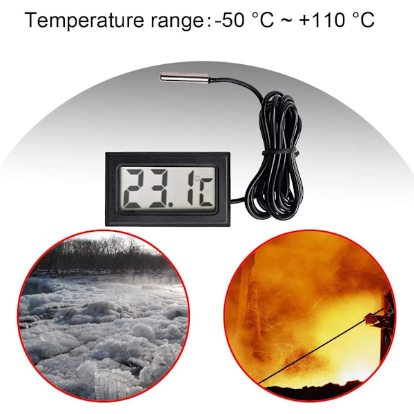 1 st Ny Digital LCD Termometer Temperaturmätare Probsensor Räckvidd -50 Celsius C till +110 Celsius C