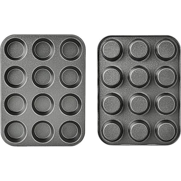 Sæt med 2 muffinforme i kulstofstål med non-stick belægning