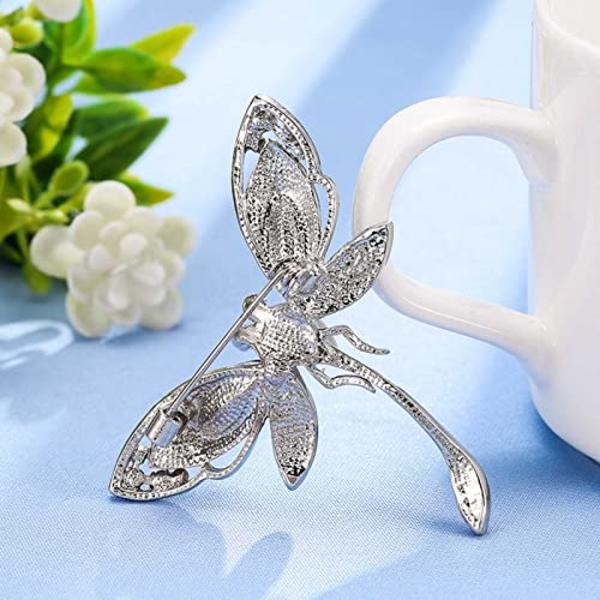 4,5x5,2 cm Rhinestone Dragonfly Broche Nål Blå Krystal Insekt Dragonfly Nål Elegant Bryllup Brud Corsage Broche Gnist