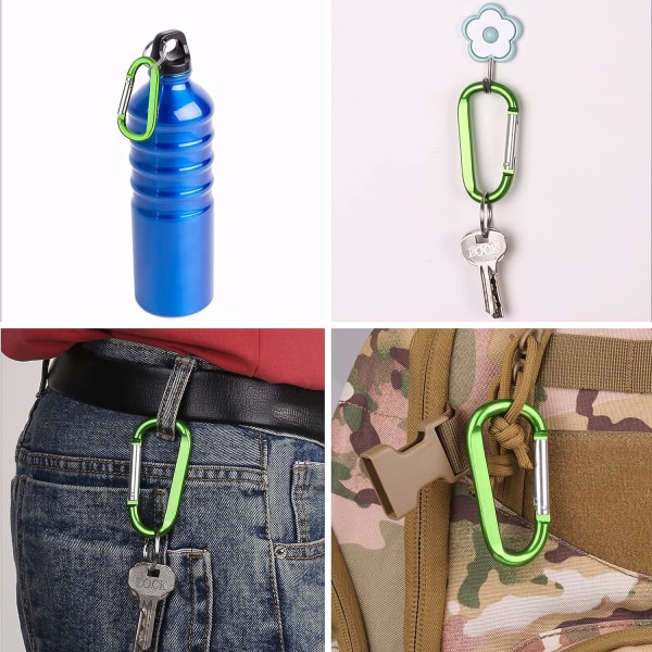 6PCS Multicolor Caribeaner Clip Karabiner, 3\" Stor Aluminium