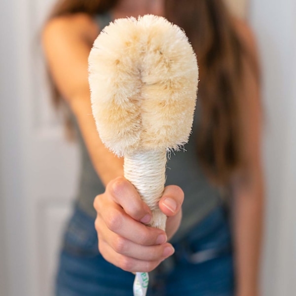 Bade- og Brusebørste til Tør Hud og Kropssisalbørste | Naturlige Fibre til at Forbedre Blodcirkulationen, Eksfoliere Huden og Reducere Cellulite