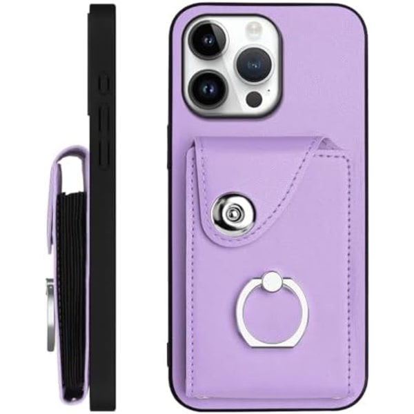 Kompatibel med iPhone 16 Pro Max Wallet Case med Kortlomme Design 360° Rotation Ring Stativ Snap Knap Stødsikker Pro