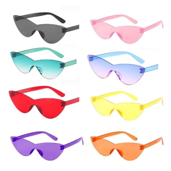 Hjärtformade solglasögon, 8 par retro båglösa solglasögon Carnival Party Glasögon för män och kvinnor