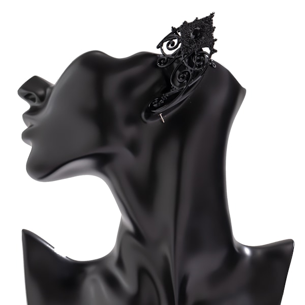 Elf Øremanchetter Ørepynt Gothic Svart Strass Elven Fairy Øremanchetter Punk Filigran Wrap Brusk Klatrer Stud Ørepynt