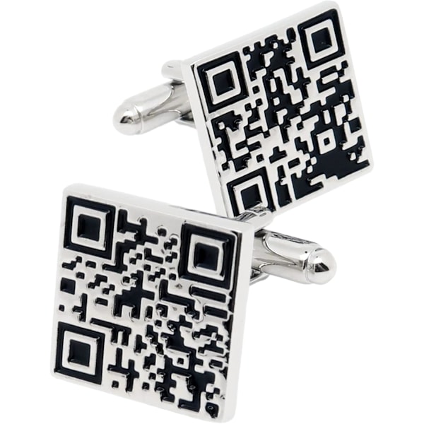 1 par Sølv Firkantede QR-Kode Manschetknapper til Mænd i Gaveæske Sjove Manschetknapper til Mænd til Bryllupsskjorte Fest Forretning Regul