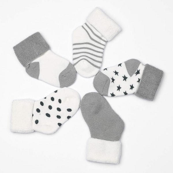 (12-14cm) Baby Toddler Ankle Socks Thick Winter Cotton Gray Pack o