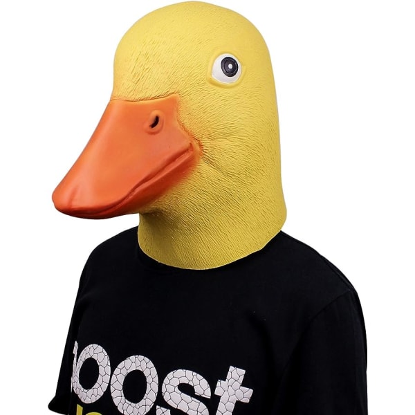 Liten gul ankmask huvudskydd Halloween latex djurhuvudmask lämplig för maskerad, Hallowe