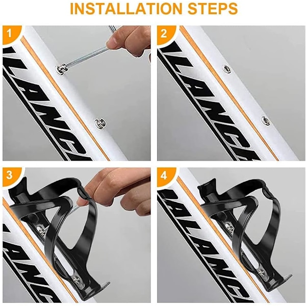 2-delt sort cykel flaskeholder med 800 ml BPA-fri flaske, blank sort, kraftig, kopholder til landevej og MTB