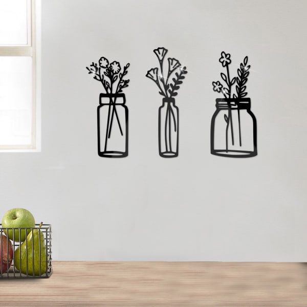 3 Decoration Murale de Fleur Art Mural de Vase Minimali