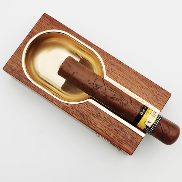 Enkelt kobberforet cigar-askebæger til terrasse/udendørs/indendørs askebæger (farve: brun)