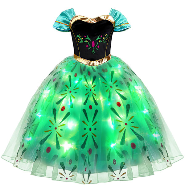 1 del grön lysande prinsessklänning juldräkt flicka snö Halloween isklänning Height 110CM