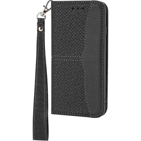 (16 Pro Max, Sort) Læderetui til iPhone 16/16 plus/16 pro/16 pro max, Bogtype Wallet Cover Folio Lommer Støttefod F