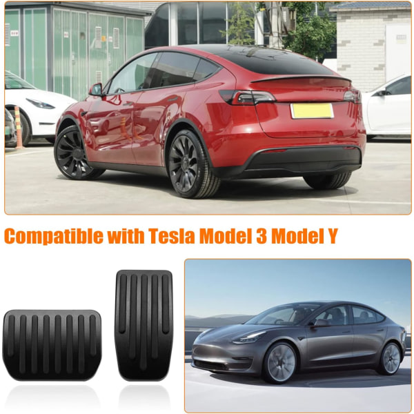 Model 3 Model Y skridsikre pedalbetræk (sort), gaspedalbremsepedalhætter og gasbremsefodstøtte, Co