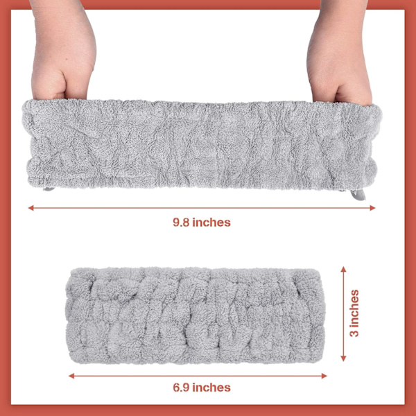 (Grå) 3 st Spa Coral Fleece Ansiktshårband Sminktvätt Handduk Tyghårband Yoga Sports Dusch Fa