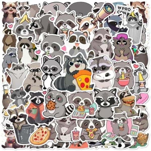 Cute Raccoon Stickers for Kids Waterproof Cartoon Animal Stickers for Water Bottle Anime Animal Stickers Pack Vinyl Stic