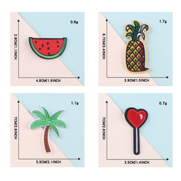 16 piece Embroidered fabric label fruit coconut tree cactus brooch DIY clothing accessories patch st