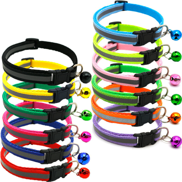 12 PCS Reflective Cat Collars, Anti Choke Kitten Collar and Bell,