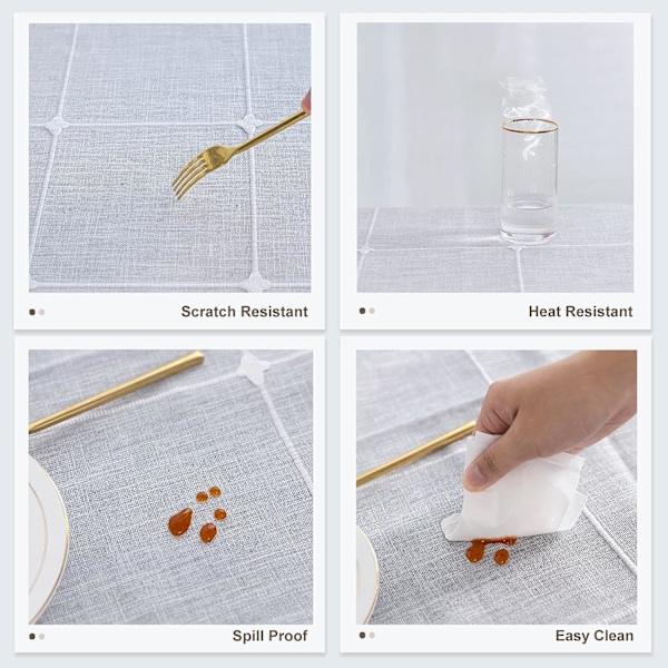 140x180cm Bordduk Rutig Bordsduk Rektangulär Bomull Linne Grå Bordsdukar Torkas Ren med