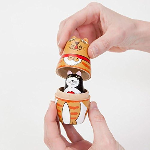 Nesting Cats - Handmålade Trämålade Nesting Dolls Matryoshka - Set om 5