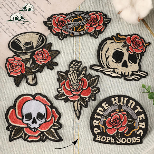 Mørke Brodererede Appliqué Jern-På-Patches til Rygsække, Rockband Patches til Jakker, Seje Sy-Patches til Tøj, Jeans