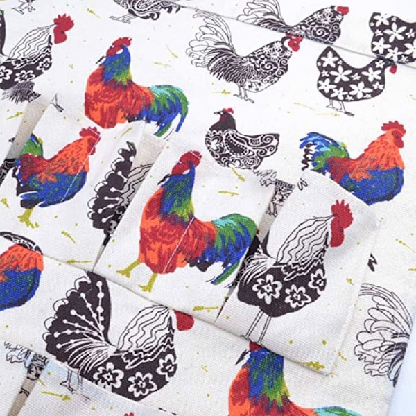 Äggsamlingsförkläde, 12 fickor Höna Tupp Tryck Canvas Ägg