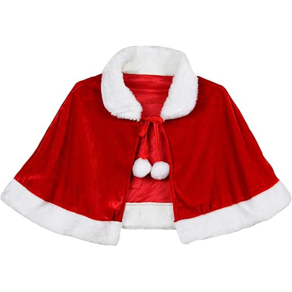 (Vuxen, 52 cm) Juldräkt Mini Röd Sammetskappa Sjal Jultomte