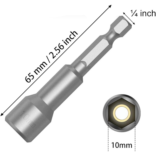 St Magnetisk Bitshållare, 10mm 1/4\" Sexkantsskruvmejselhylsa med Snabbväxlingsspår för Elektrisk Handborr/Litiumborr/Luftskruvdragare/Slagskruvdragare