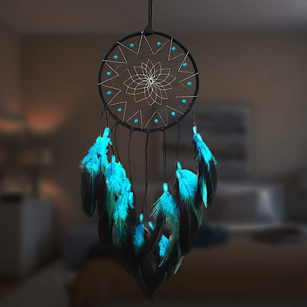 1 st Blå Drömfångare för Pojkar Handgjorda Drömfångare Barnrumsvägg Hängande Dekoration Konst Ornament Hantverkspresent