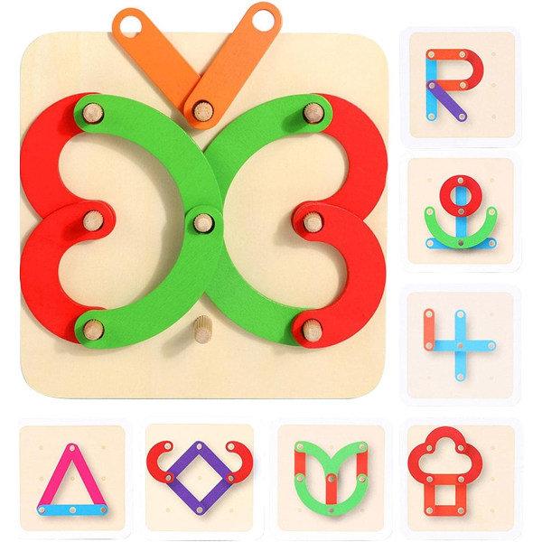 Multifunktionelt Montessori Collage Legetøj, Building Puzzle Woode