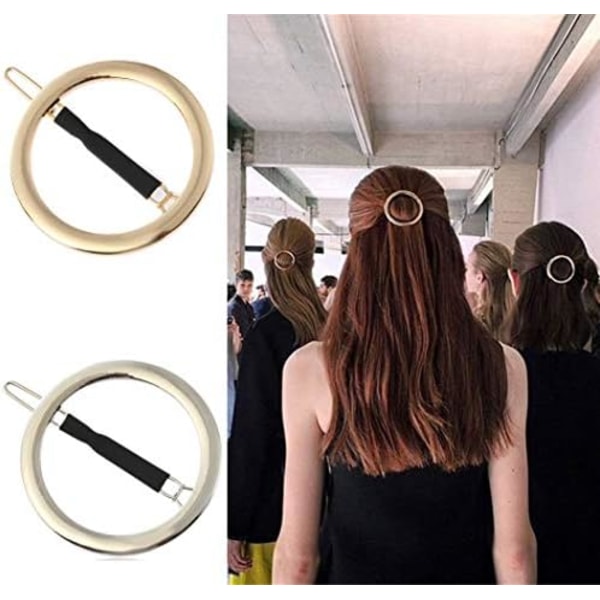 2 stk Minimalistiske Hårklipp for Kvinner og Jenter, Nydesignet Hul Høyre Sirkel Geometrisk Metall Hårklipp Bobby