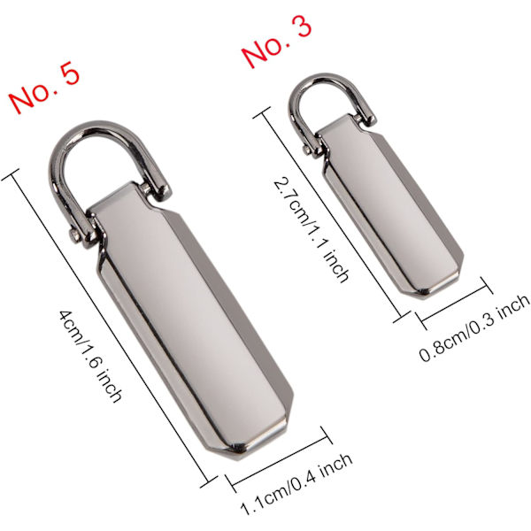Reparationsdragkedjor, 16-pack zinklegeringsdragkedjor, dragkedjebyte dragkedjeflik för kläder, Sui