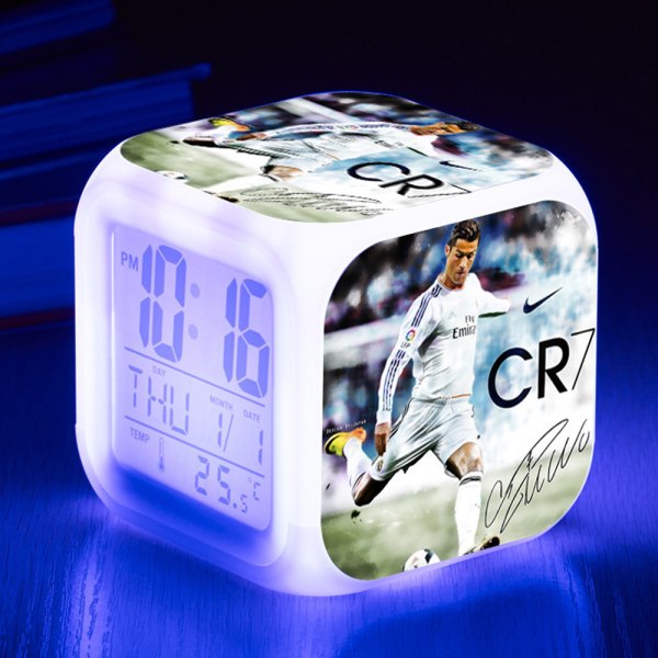 Fotbolls-VM - Ronaldo Digital Alarm Clock（A）, Colorful Lig
