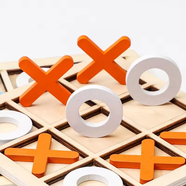 Barn Träleksak (Orange Vit) Mini Schackspel Interaktion 3D Pussel Hjärnträning Tidig Inlärning Edu