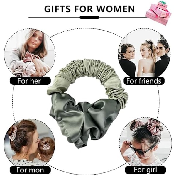 Värmefria Lockar Silkes Scrunchie för Kvinnor, Mjuk Elastisk Satin Silkes Hårband, Sömnig Styling Tillbehör, Silkes Hästsvans