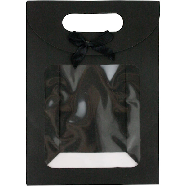 Sort pakke med 12 20 x 14 x 7 cm stærke sorte gaveposer i kraftpapir