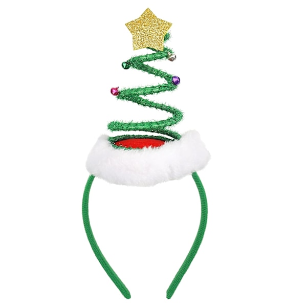 11×23×5cm Juletrær Hodebånd Elastisk Juletrær Hodebånd med Klokker Julenisse Hodeplagg Spiral Juletrær Hatt H