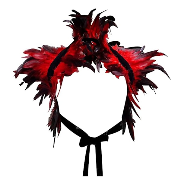 80-100cm gotisk victoriansk naturlig fjer crossbody skulderrem Red
