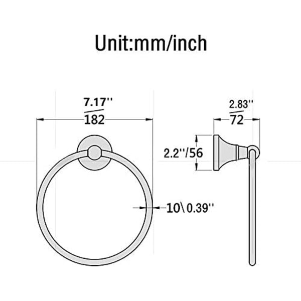 Antik håndklering av messing Slyngehåndkleholder Baderomstilbehør Børstet dusj Rund håndkleholder W