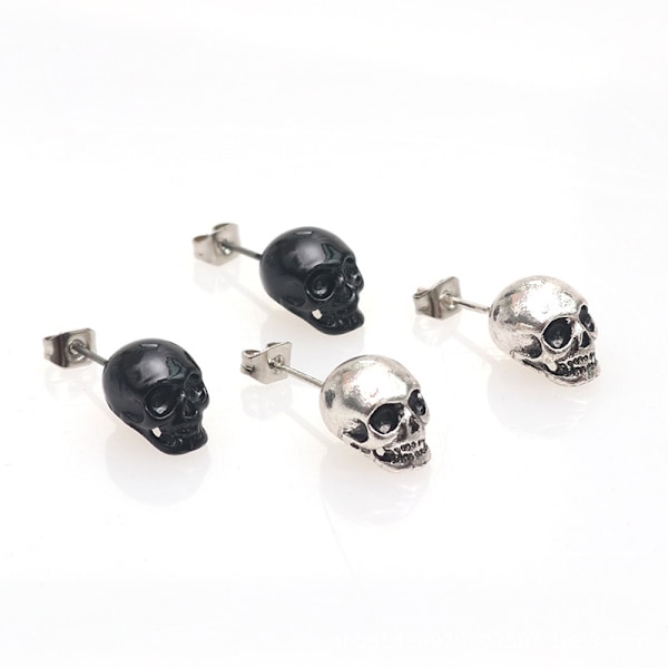 2 par Halloween Skull Punk örhängen, gotiska örhängen, Skull smycken present till män kvinnor, examen