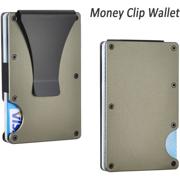 RFID yksinkertainen ohut metallilompakko rahaklipsillä - alumiini Wal
