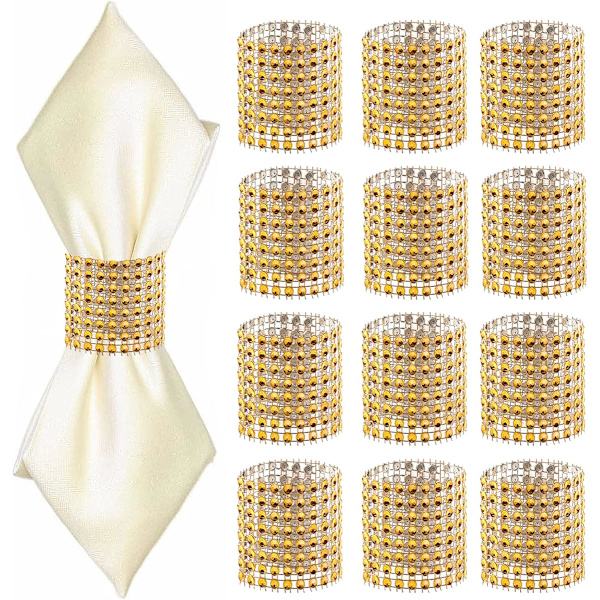 20 Pakk Serviettringer, Gull Serviettringer Plast, Gull Serviettholdere for Jubileum Bursdag, Fester, Bryllup og Di