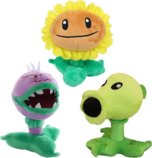 3 PCS Plants VS Zombies Plante Sett Plysjleker Polka Dots, Sof
