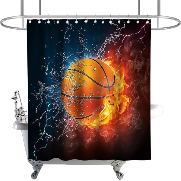 Basketball Flame Flame Splash Sort Hvid og Sort Temastof B