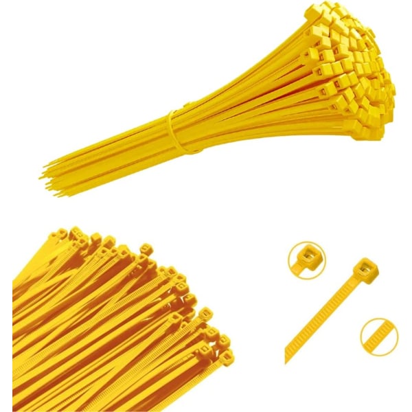 100 Universal Plastic Kabelbindere, Gul - 3,6x200mm - Tung