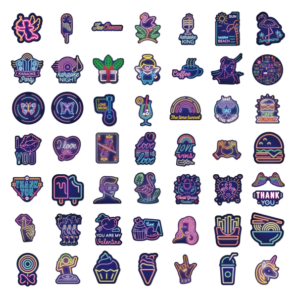 100 neon personlighed tegneserie klistermærker
