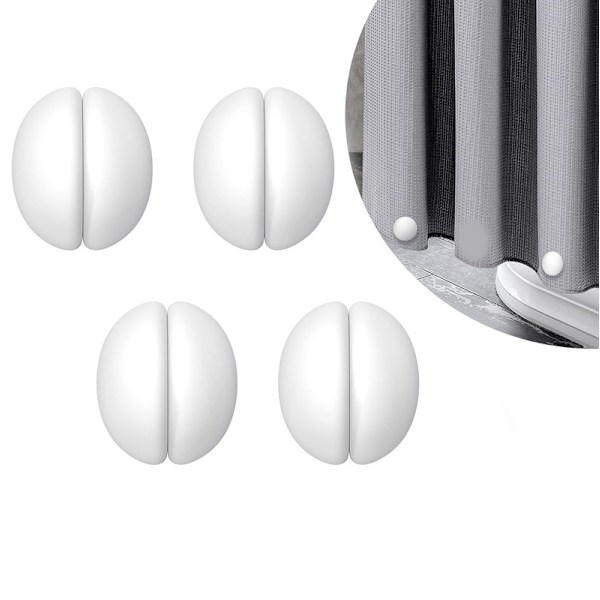(Vit) Duschdraperivikter, rostfria duschdraperimagneter, silikoninlindade tunga 4 pcs