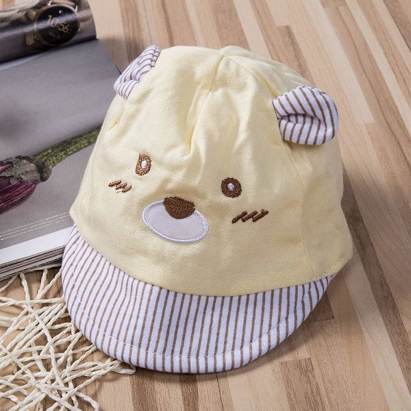 Gul Nyfødt Solhatt 0-3 Måneder Unisex Sommercaps for Baby Myk Bomullshatt