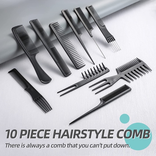 10 pakke professionelle frisører kamme, fantastisk til alt hår